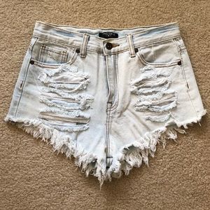 Forever 21 High Rise Distressed Jean Shorts